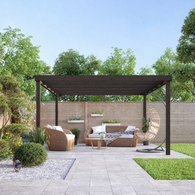 Box Pergola - Wood - L240 x W360 x H270 cm - Rustic Brown - 3