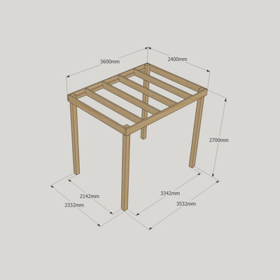 Box Pergola - Wood - L240 x W360 x H270 cm - Rustic Brown - 4