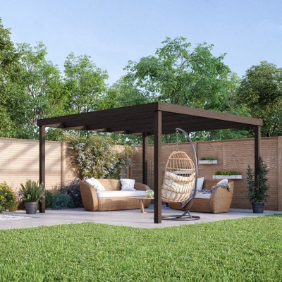 Box Pergola - Wood - L300 x W360 x H270 cm - Rustic Brown