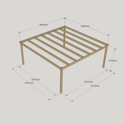 Box Pergola - Wood - L360 x W480 x H270 cm - Rustic Brown