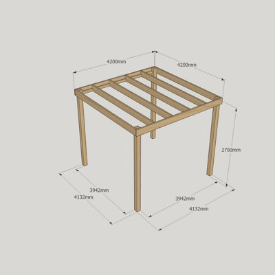 Box Pergola - Wood - L420 x W420 x H270 cm - Rustic Brown