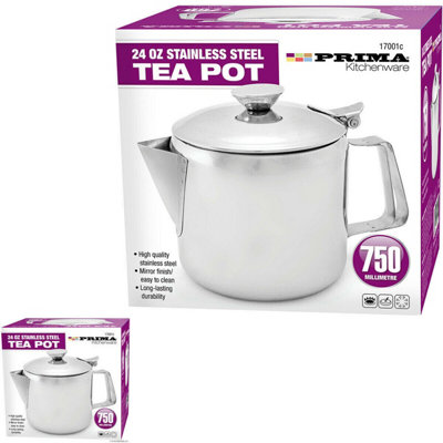 Boxed Stainless Steel Mirror Finish 24 Oz/0.75 Litres Tea Pot
