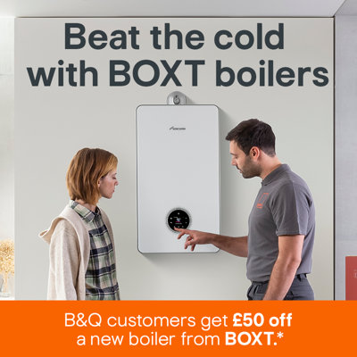 Beat the cold with BOXT boilers. B&Q customers get £50 off a new boiler from BOXT.* Terms & conditions can be found at the bottom of this page.