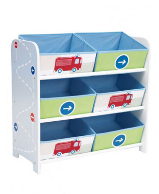 Boys Vehicles 6 Bin Storage Unit