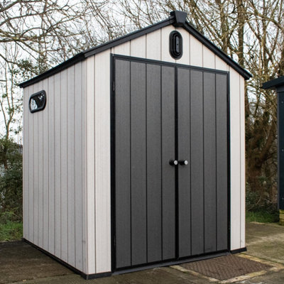 BPS Grand Outdoor Apex Garden Storage Shed 6 x 6ft Grey - All Weather Resistant - Zero Maintenance - Easy Assembly