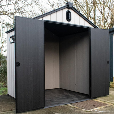 BPS Grand Outdoor Apex Garden Storage Shed 6 x 6ft Grey - All Weather Resistant - Zero Maintenance - Easy Assembly