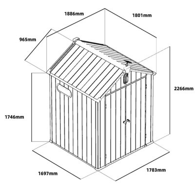 BPS Grand Outdoor Apex Garden Storage Shed 6 x 6ft Grey - All Weather Resistant - Zero Maintenance - Easy Assembly