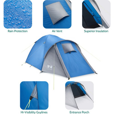 Bracken 2 Man Tent With Porch Waterproof at 3000mm HH Camping Festival Trail - Trail