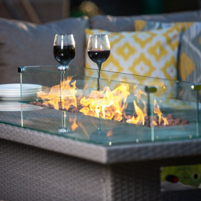 Bracken outdoors dakota rectangular corner casual dining gas fire pit garden furniture set hotsell