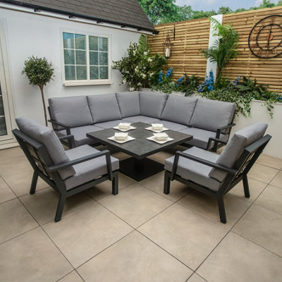 Bracken Outdoors Miami Deluxe Aluminium Compact Corner Set with Adjustable Table and Armchairs