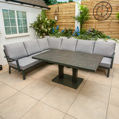 Bracken Outdoors Miami Deluxe Aluminium Rectangular Corner set with Adjustable Table