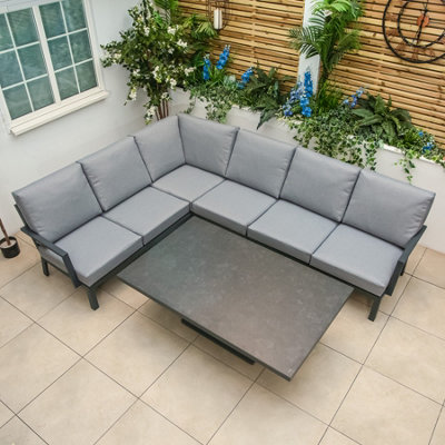 Bracken Outdoors Miami Deluxe Aluminium Rectangular Corner set with Adjustable Table
