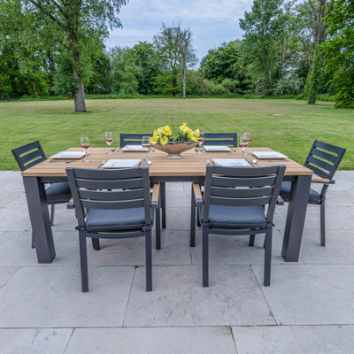 Bracken Outdoors Rectangular Seattle Teak and Aluminium 6 Seater Garden Dining Set - 3
