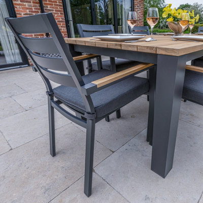 Bracken Outdoors Rectangular Seattle Teak and Aluminium 6 Seater Garden Dining Set - 4