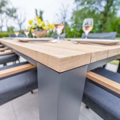 Bracken Outdoors Rectangular Seattle Teak and Aluminium 6 Seater Garden Dining Set - 7
