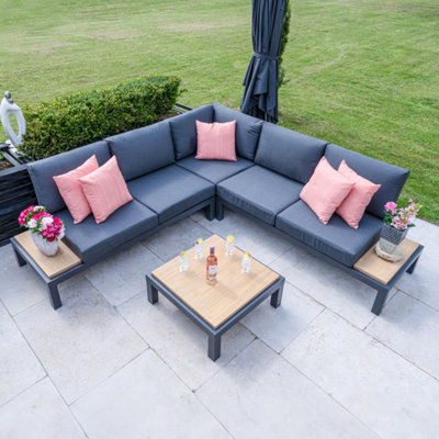 Bracken Outdoors Seattle Teak and Aluminium Corner Sofa Lounge Set