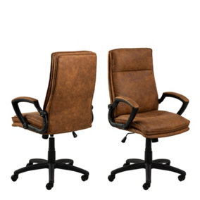 Brad Swivel Office/Desk Chair with Armrest in Brown