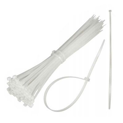 Bradas 100pcs White Small Nylon 2.5mm Plastic Cable Ties, Zip Tie Wraps, 100mm long