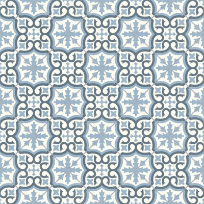 Bradley 709M Blue Designer Effect Vinyl Flooring For Kitchen, Bathroom, 2.6mm Thick-2m(6'6") X 2m(6'6")-4m²
