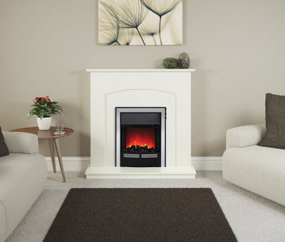 Bradshaw Soft White Timber Fireplace with Inset Electric Fire