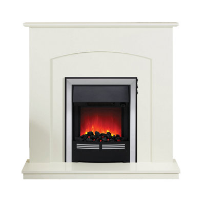 Bradshaw Soft White Timber Fireplace with Inset Electric Fire