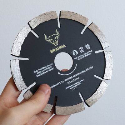 Brahma 115mm Mortar Raking Diamond Disc - 115 x 22.2mm Mortar Disc - 5