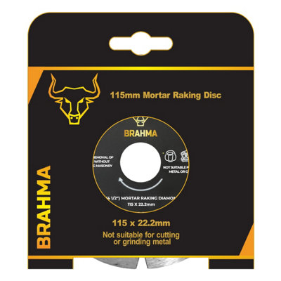Brahma 115mm Mortar Raking Diamond Disc - 115 x 22.2mm Mortar Disc - 8