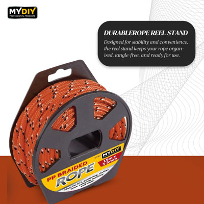 Braided Rope 15M Polypropylene Rope on Reel Strong Heavy Duty ...