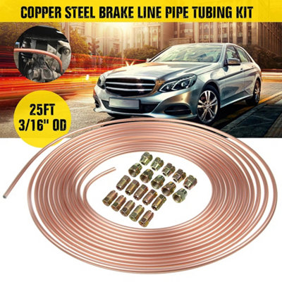 Brake Pipe Copper Line 3/16 25ft Joiner Male Female Nuts Ends
