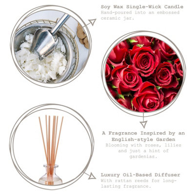 Bramble Bay - Australian Linen Scented Candle & Diffuser Set - 250g/180ml - Cottage Garden - 2pc