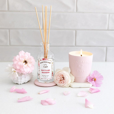 Bramble Bay - Australian Linen Scented Candle & Diffuser Set - 250g/180ml - Cottage Garden - 2pc - 7