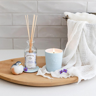 Bramble Bay - Australian Linen Scented Candle & Diffuser Set - 250g/180ml - Fresh Laundry - 2pc - 7