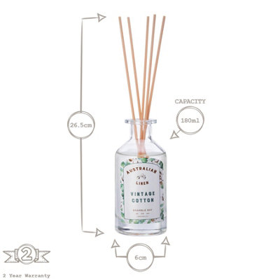 Bramble Bay - Australian Linen Scented Candle & Diffuser Set - 250g/180ml - Vintage Cotton - 2pc - 6