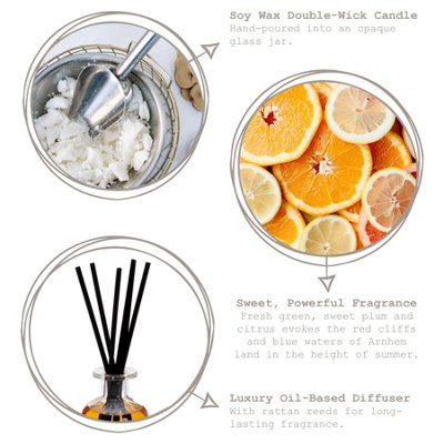 Bramble Bay - Botanical Scented Candle & Diffuser Set - 400g/150ml - Kakadu Rains - 2pc