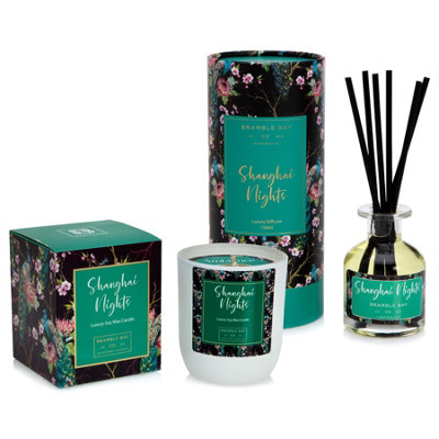 Bramble Bay - Botanical Scented Votive Candle & Diffuser Set - 185g/150ml - Shanghai Nights - 2pc