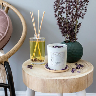 Bramble Bay - Crystal Infusions Scented Candle & Diffuser Set - 300g/150ml - Amethyst - 2pc - 4
