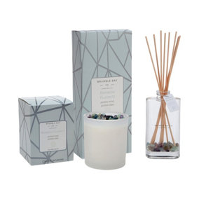 Bramble Bay - Crystal Infusions Scented Candle & Diffuser Set - 300g/150ml - Rainbow Flourite - 2pc