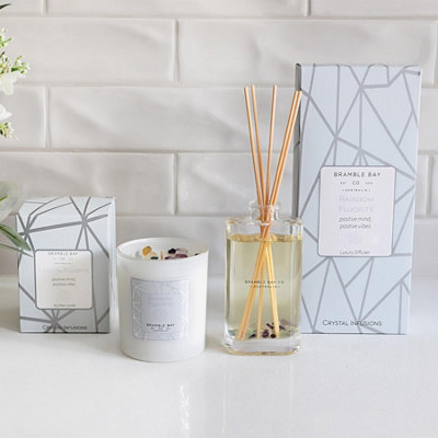 Bramble Bay - Crystal Infusions Scented Candle & Diffuser Set - 300g/150ml - Rainbow Flourite - 2pc - 5