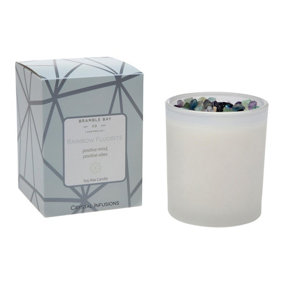 Bramble Bay - Crystal Infusions Soy Wax Scented Candle - 300g - Rainbow Flourite