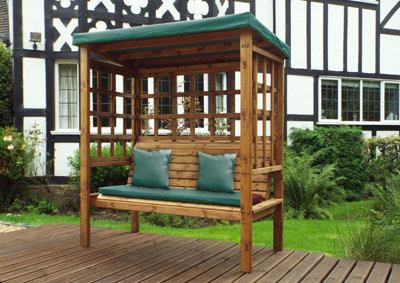 Bramham Three Seat Arbour - W172 x D82 x H196 - Fully Assembled - Green