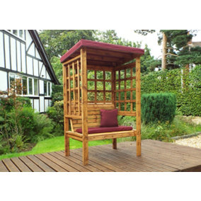 Bramham Two Seat Arbour - W121 x D82 x H196 - Fully Assembled - Burgundy