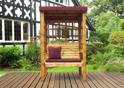 Bramham Two Seat Arbour - W121 x D82 x H196 - Fully Assembled - Burgundy - 3