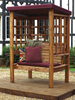 Bramham Two Seat Arbour - W121 x D82 x H196 - Fully Assembled - Burgundy - 5