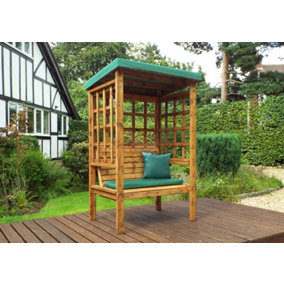 Bramham Two Seat Arbour - W121 x D82 x H196 - Fully Assembled - Green