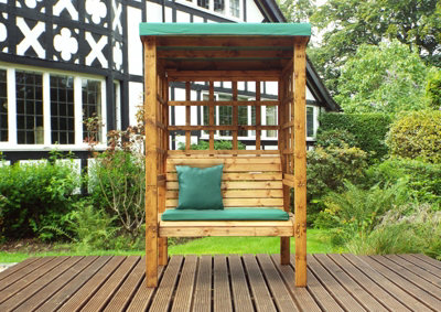 Bramham Two Seat Arbour - W121 x D82 x H196 - Fully Assembled - Green - 3