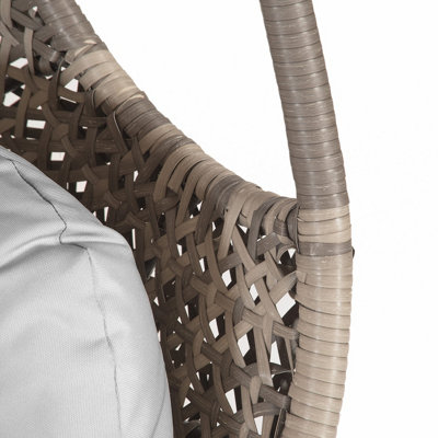 Brampton Double Cocoon Hanging Rattan Egg Chair with Grey Cushions - 6