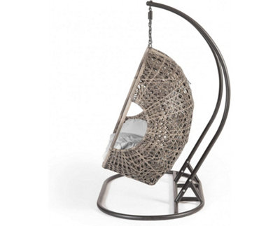Brampton Triple Cocoon Hanging Rattan Egg Chair with Grey Cushions - 3