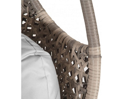Brampton Triple Cocoon Hanging Rattan Egg Chair with Grey Cushions - 5