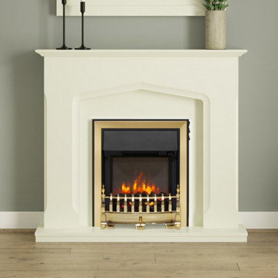 Bramwell Soft White Timber Electric Fireplace with Inset Electric Fire Price Comparisons | Compare The Build