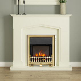 Bramwell Soft White Timber Electric Fireplace with Inset Electric Fire